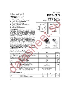 IRF540NLPBF datasheet  